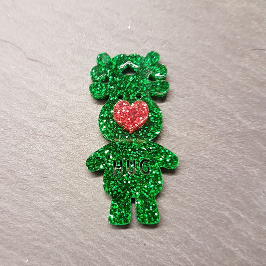 Glitter Acrylic 5cm Reindeer (Christmas) Pocket Hug