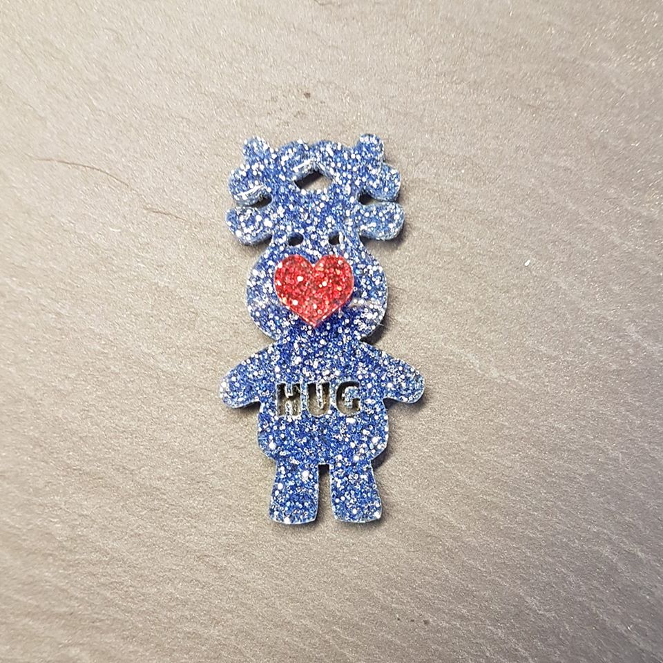 Glitter Acrylic 5cm Reindeer (Christmas) Pocket Hug