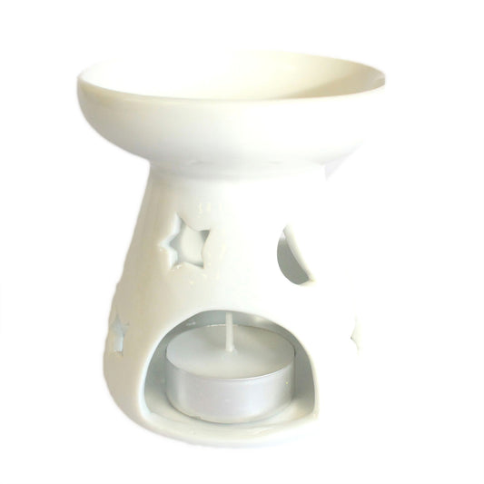 White Oil/Wax Melt Burner - Moon & Stars Design (Available in Small or Large)