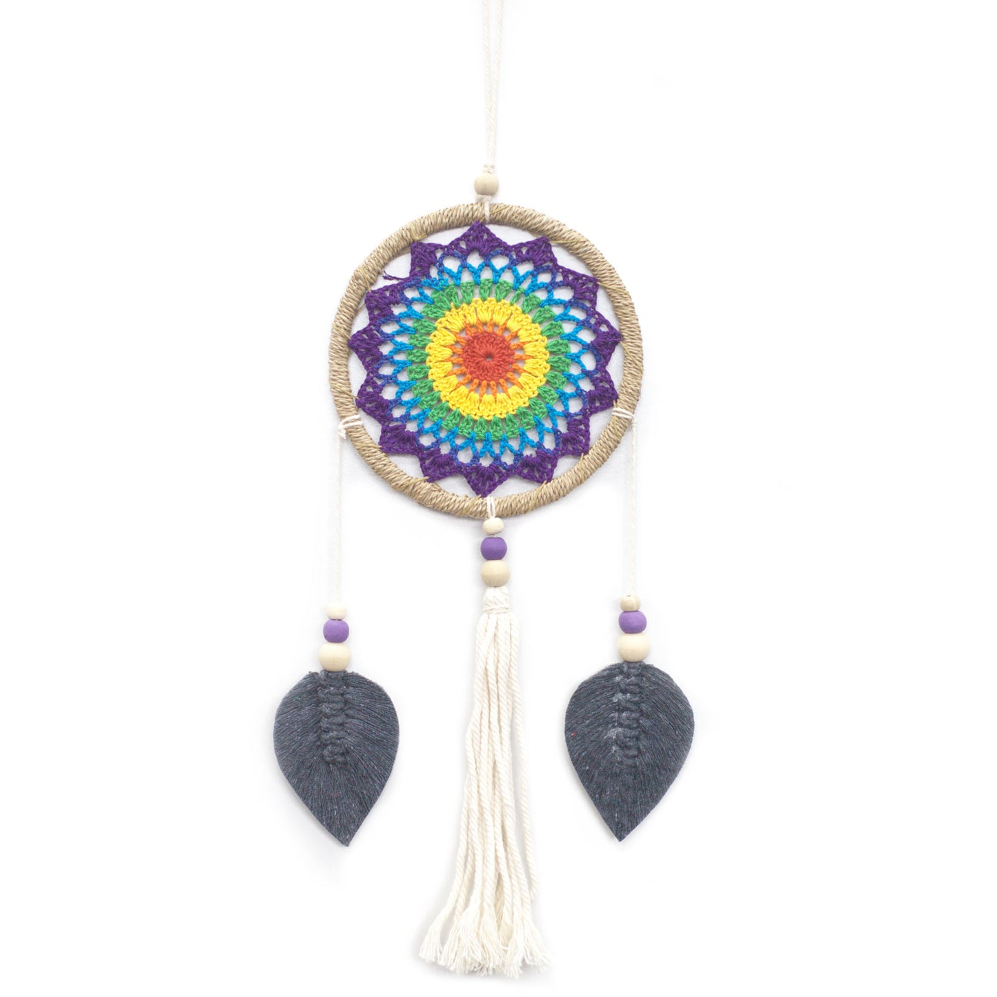 Hand Made Natural Dream Catcher - Rainbow Elemental Spirits (Medium)