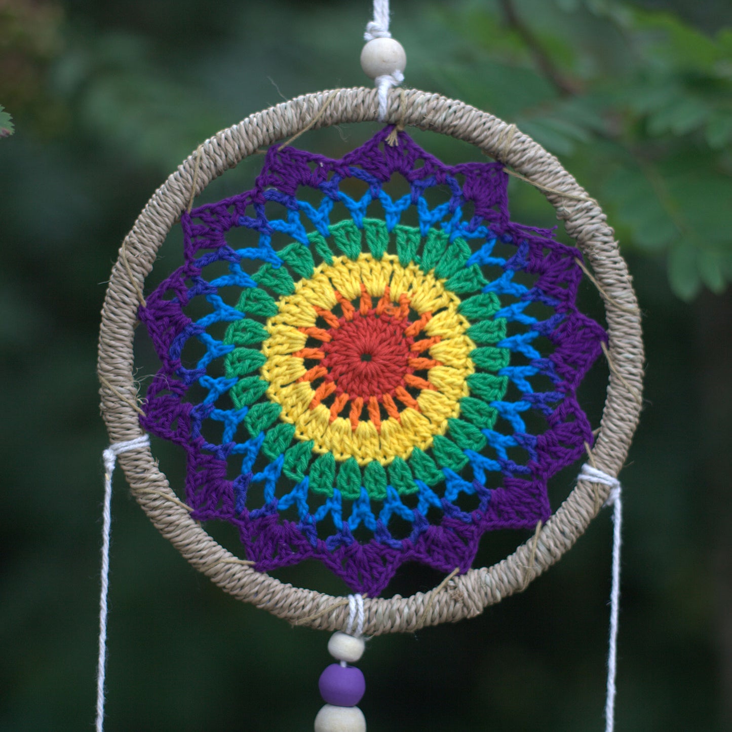 Hand Made Natural Dream Catcher - Rainbow Elemental Spirits (Medium)