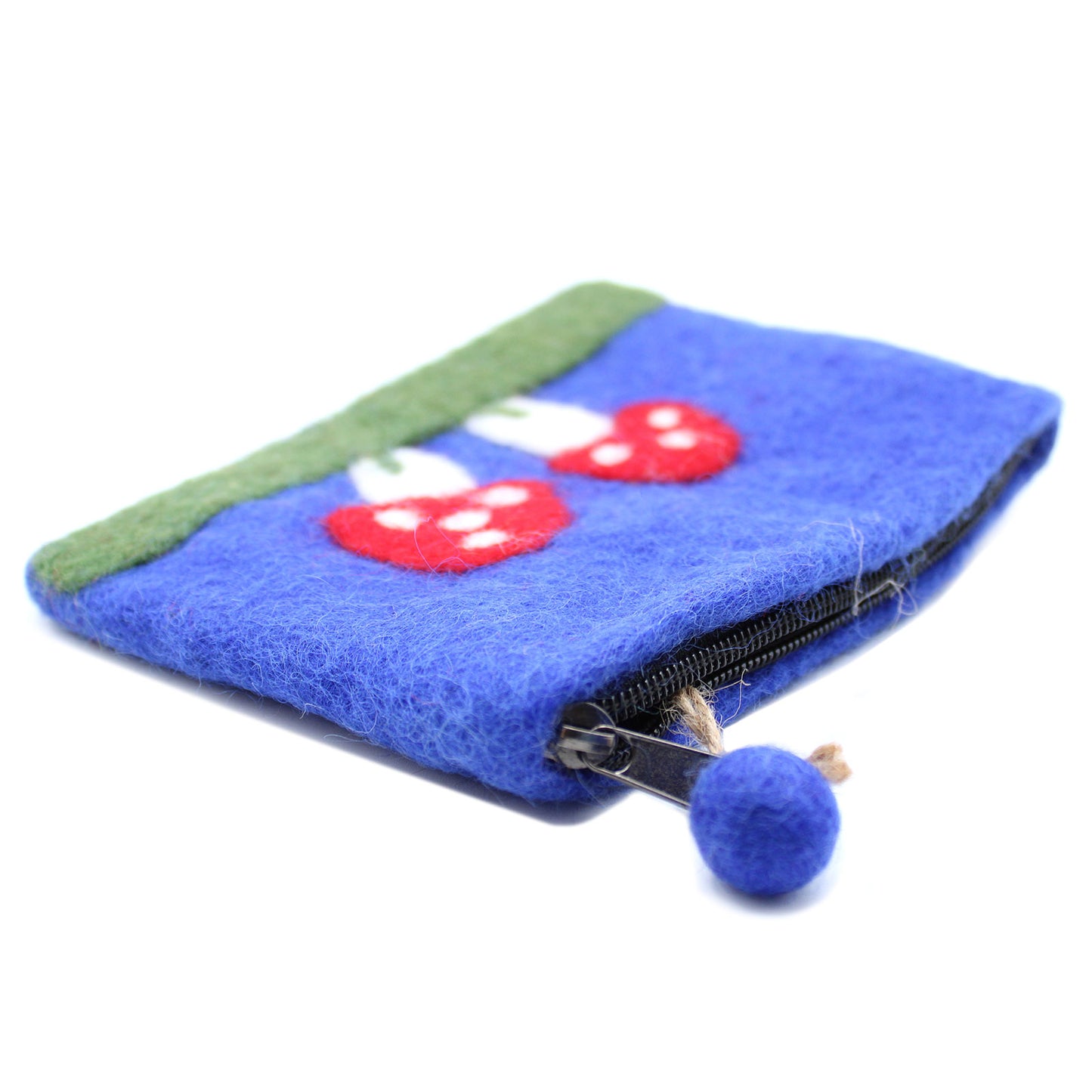 Handmade Natural Felt Zipper Pouch/Purse - Mushrooms