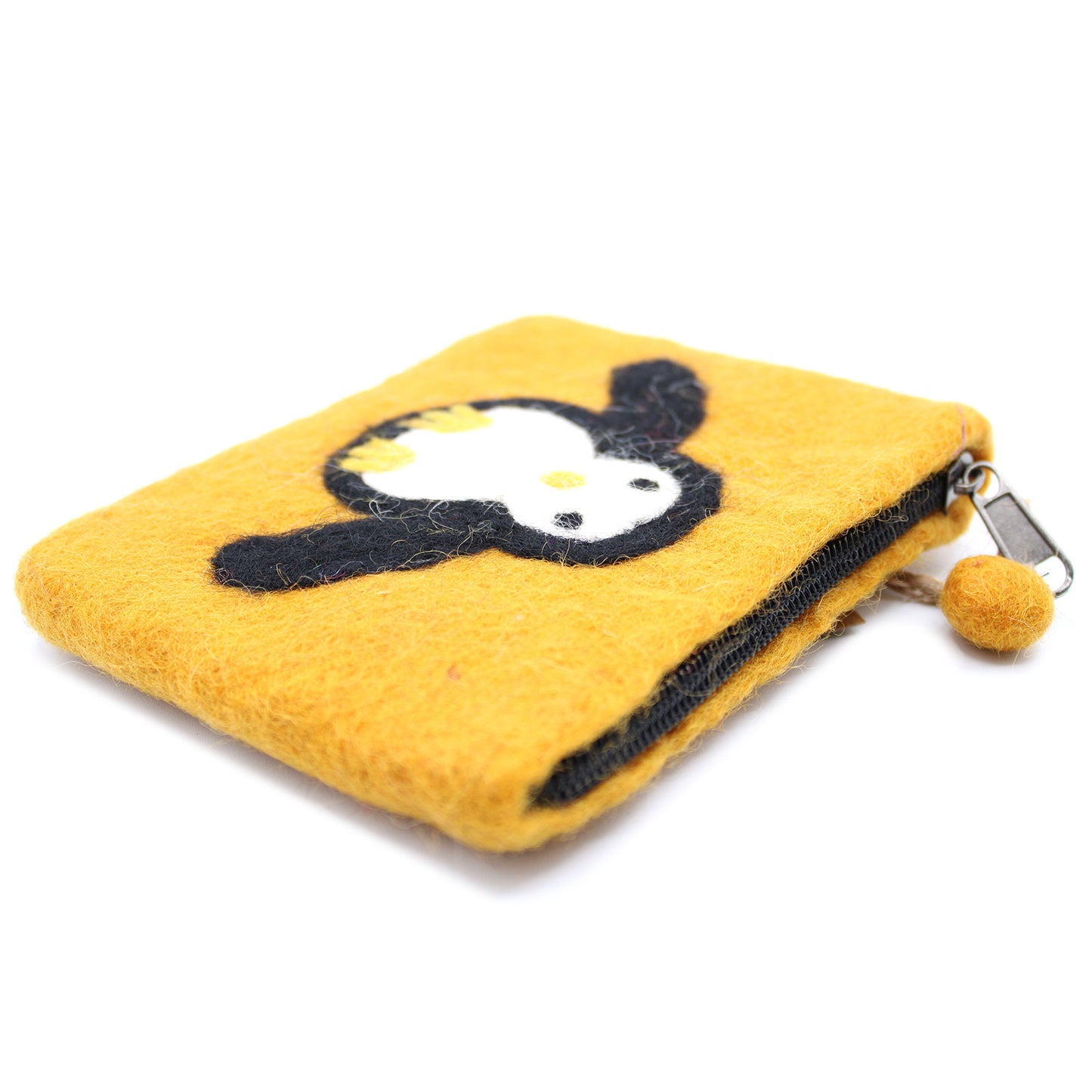 Handmade Natural Felt Zipper Pouch/Purse - Penguin