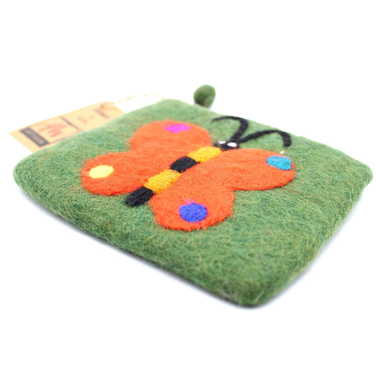 Handmade Natural Felt Zipper Pouch/Purse - Butterfly