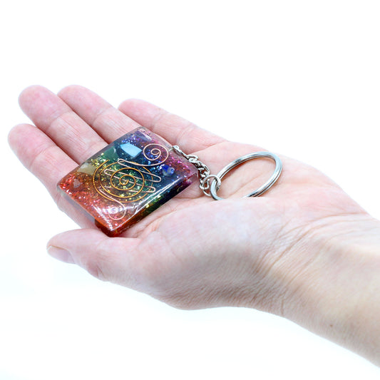 Orgonite Power Keyring - Home Protect Copper and Chakra (Rainbow Effect)