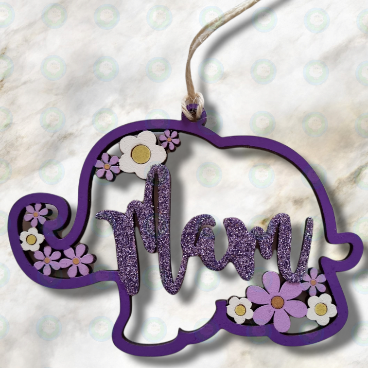 Personalised and Customisable Wooden Elephant Name Decoration