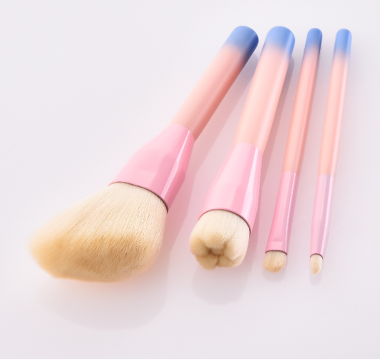 4 Piece Pink-Blue Cloud Mini Makeup Brush Set (Travel Size)