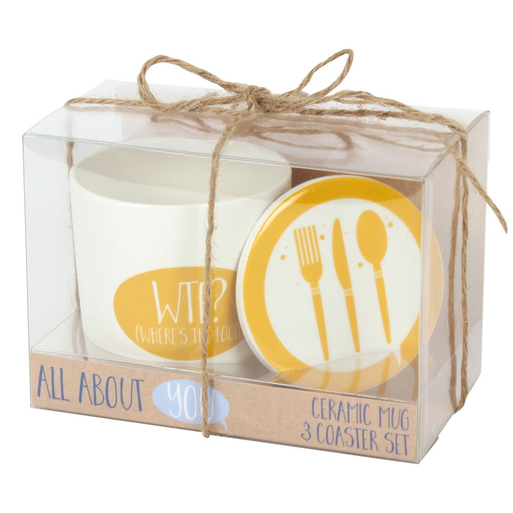 'WTF? (Where's the Food)' Mug and Coaster Set