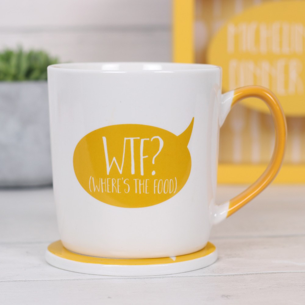 'WTF? (Where's the Food)' Mug and Coaster Set