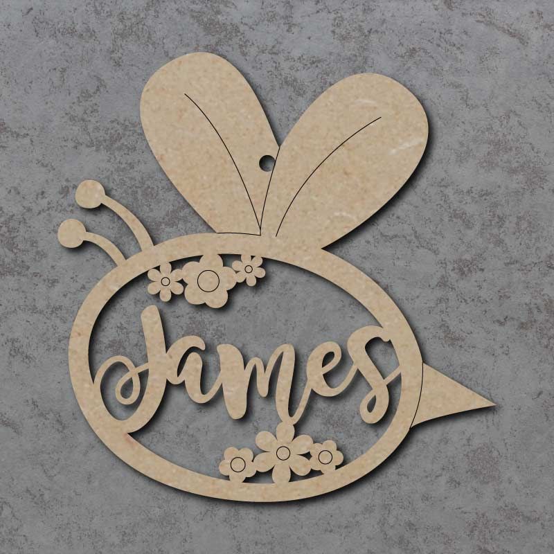 Personalised and Customisable Wooden Bumble Bee Name Decoration/Plaque