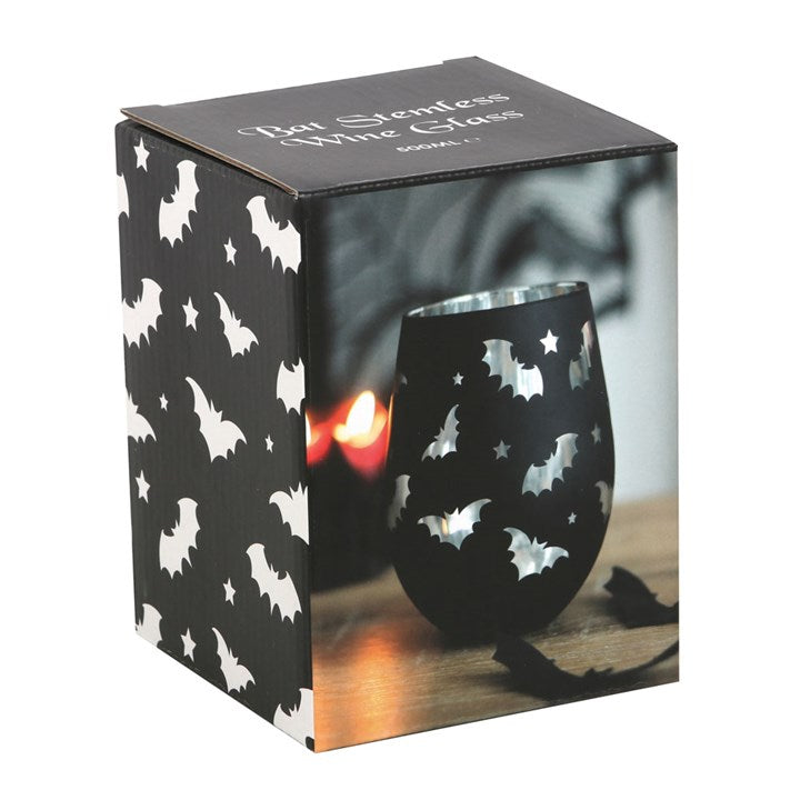 Bat Stemless Wine Glass (great for Halloween)