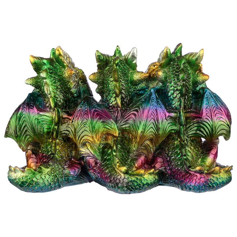 'Hear No, See No, Speak No Evil' Metallic Rainbow Colour Dragon Trio Ornament