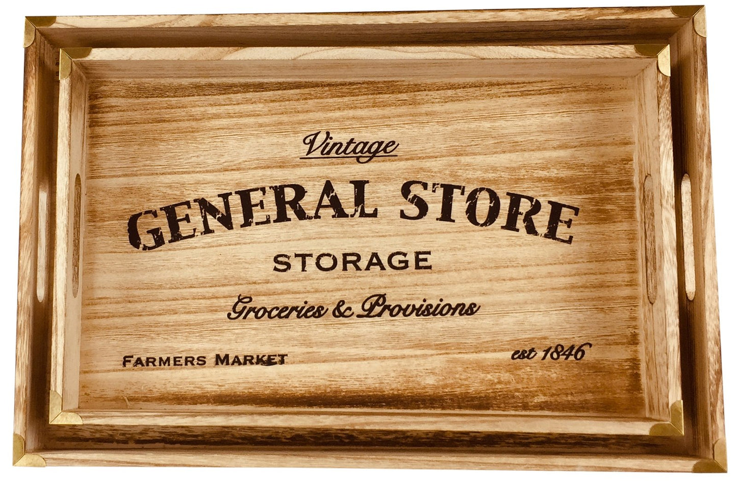 Set of 2 Solid Wood Trays - 45cm
