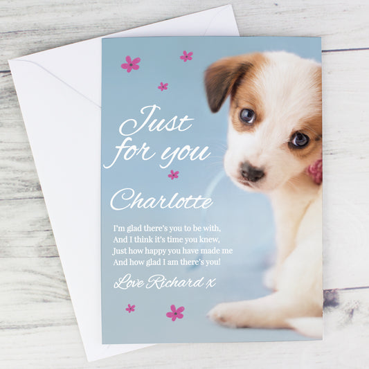 Any Occasion Personalised 'Just for You' Puppy Card
