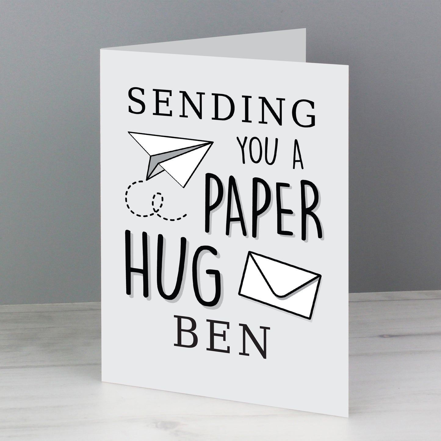 Personalised Paper Hug (From Afar) Card - Available in Blue/Pink/Grey