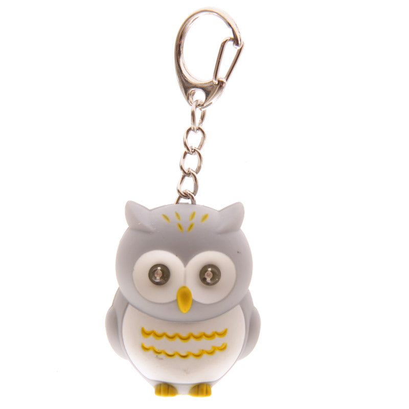 Cute Owl LED Keyring with Sound - Available in Brown, Black and Grey