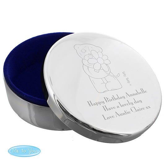 Personalised Me To You with Flower Round Trinket Box - Perfect for Valentine's Day, Anniversaries, Birthdays