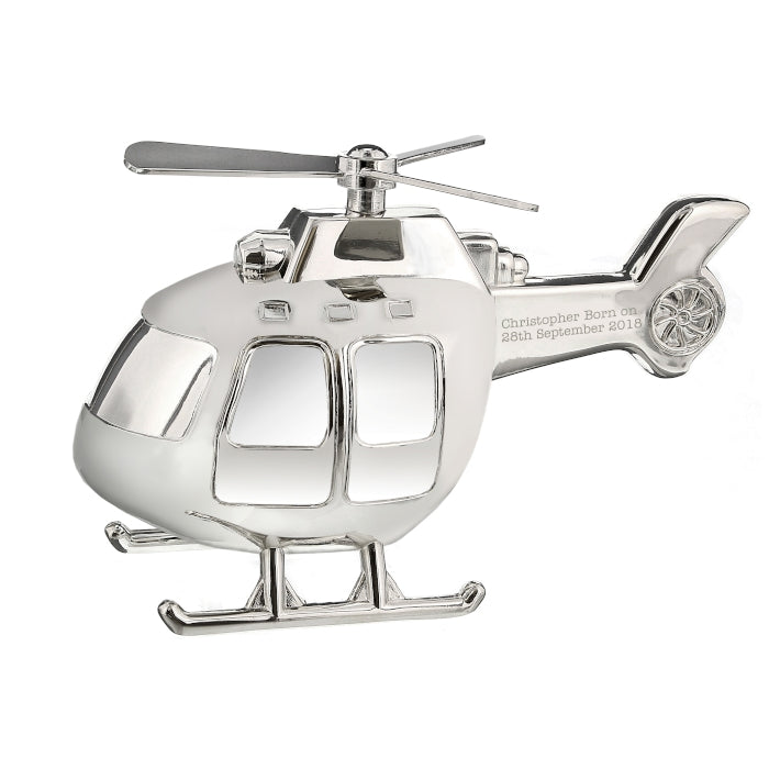 Personalised Silver Plated Helicopter Money Box