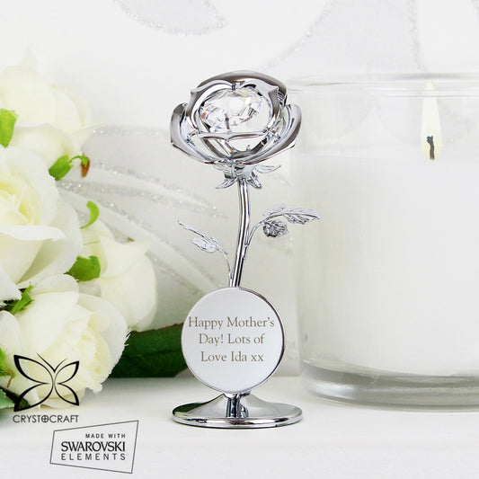 Personalised Silver Plated Crystocraft Rose Ornament