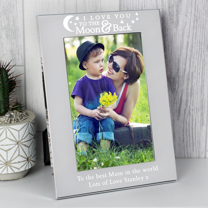 Personalised 4x6 Aluminium or Wooden 'To the Moon and Back' Photo Frame
