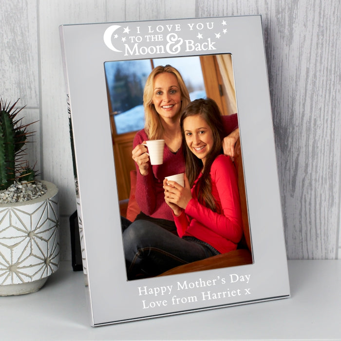 Personalised 4x6 Aluminium or Wooden 'To the Moon and Back' Photo Frame