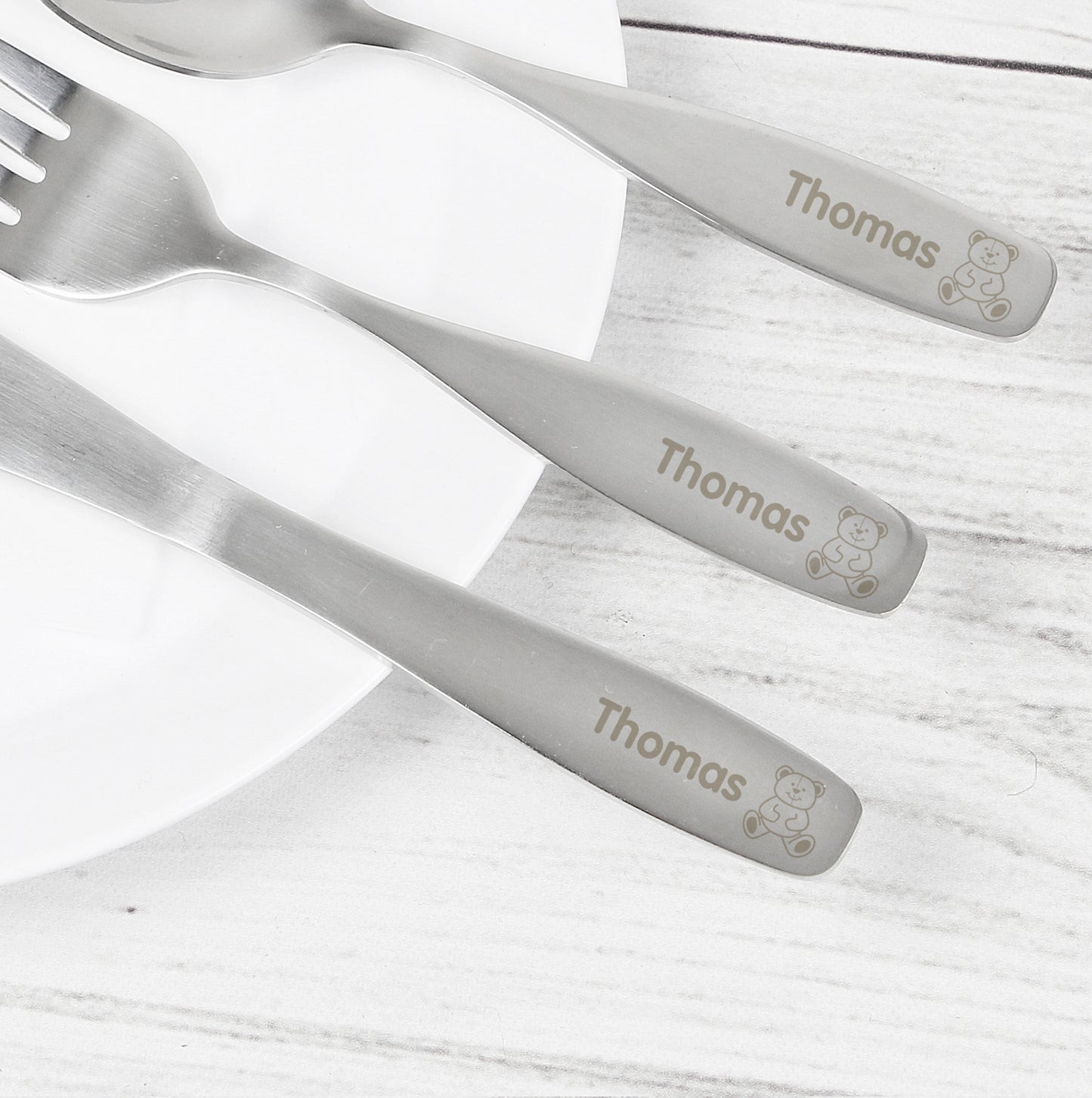 Personalised Three Piece Teddy Bear Cutlery Set for Children