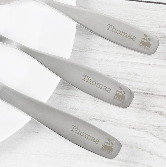 Personalised Three Piece Train Cutlery Set for Children