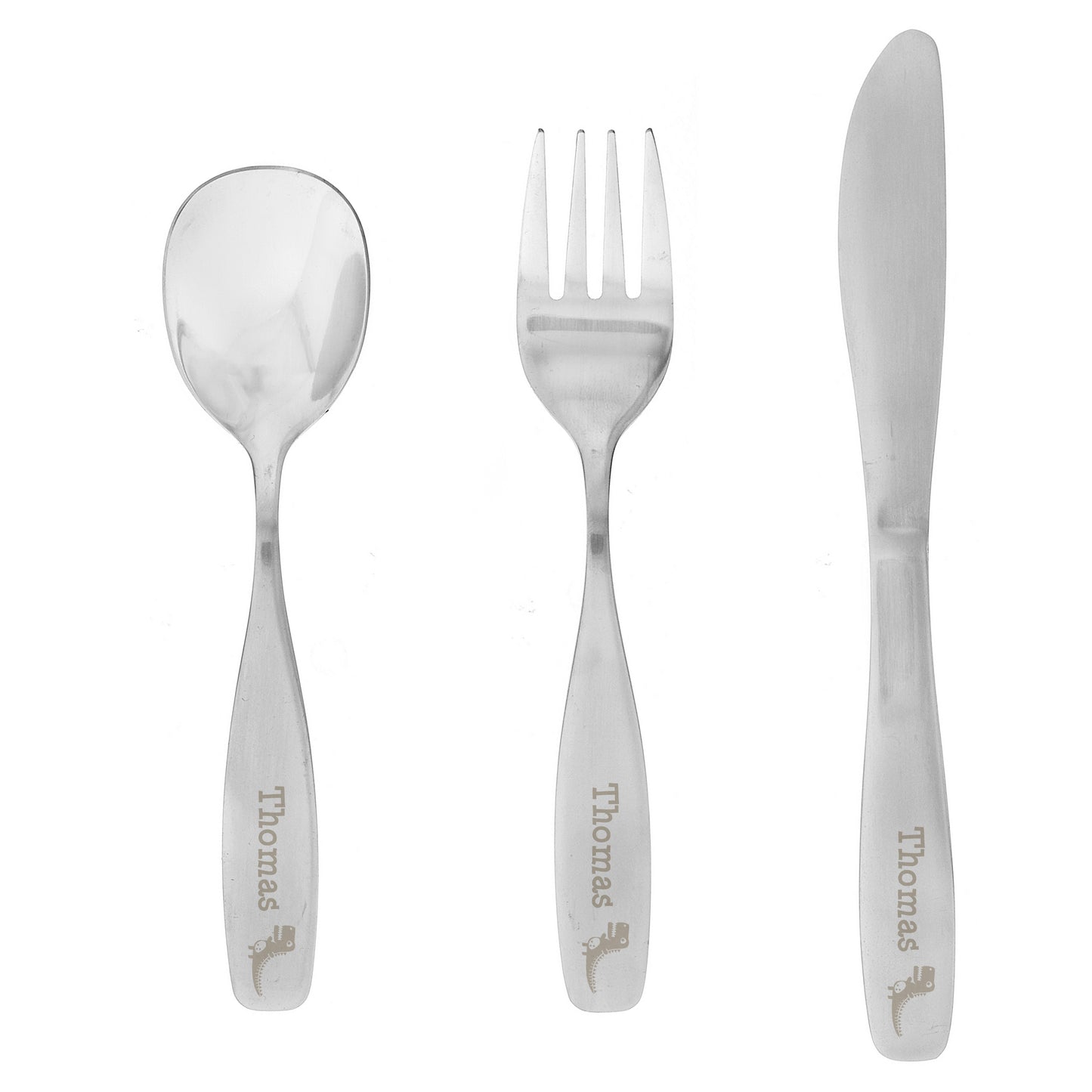 Personalised Three Piece Dinosaur Cutlery Set for Children