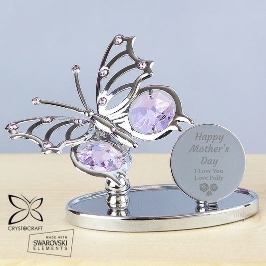 Personalised Mother's Day Silver Plated Crystocraft Butterfly Ornament