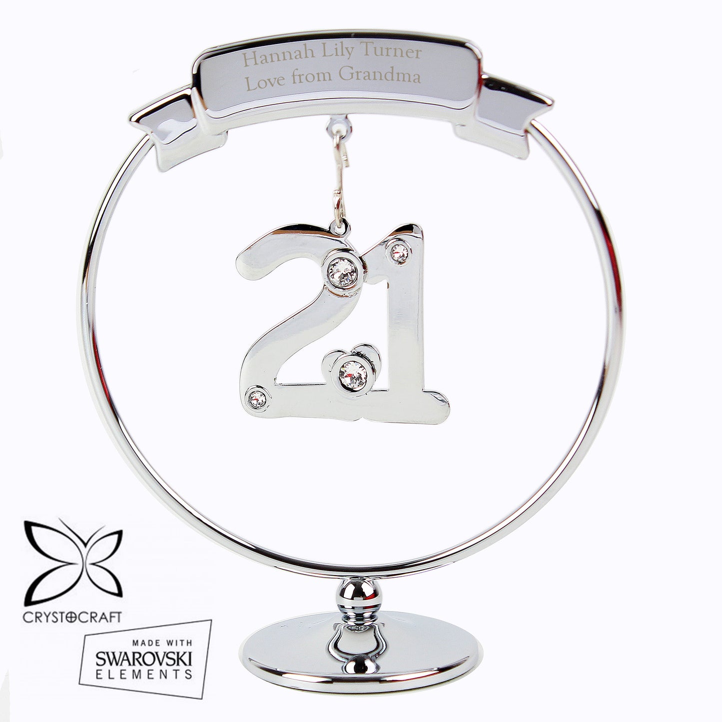 Personalised Crystocraft 21st Birthday Celebration Ornament