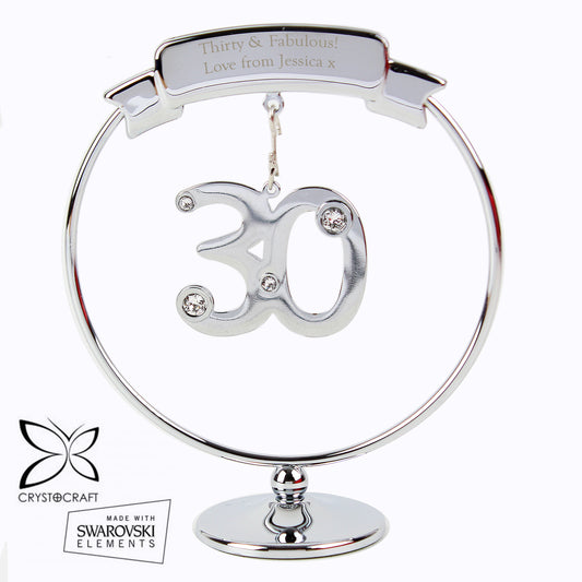 Personalised Crystocraft 30th Birthday or Anniversary Celebration Ornament