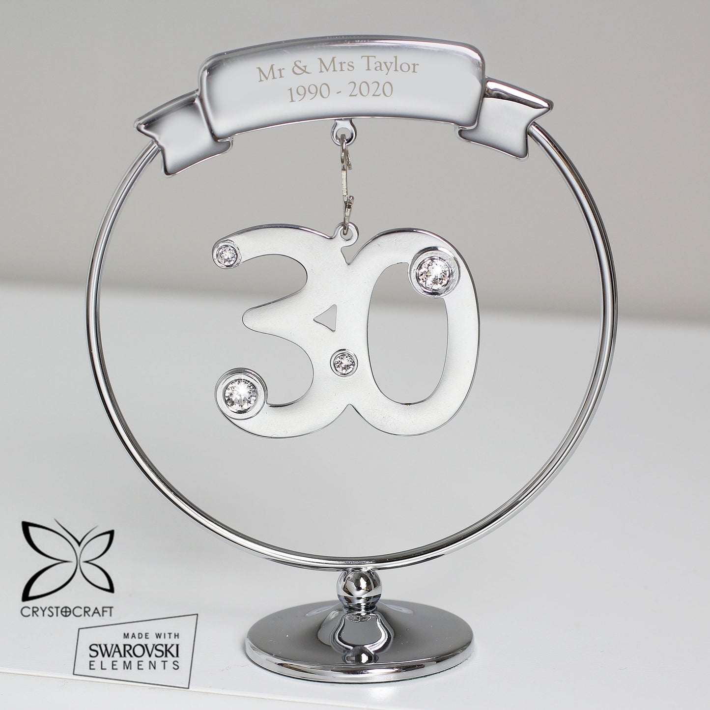 Personalised Crystocraft 30th Birthday or Anniversary Celebration Ornament