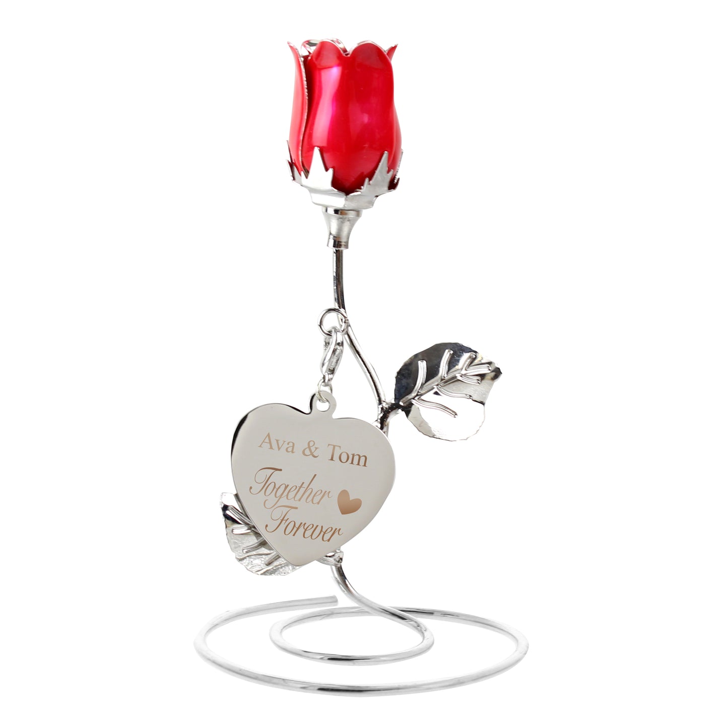Personalised 'Together Forever' Red Rose Bud Ornament