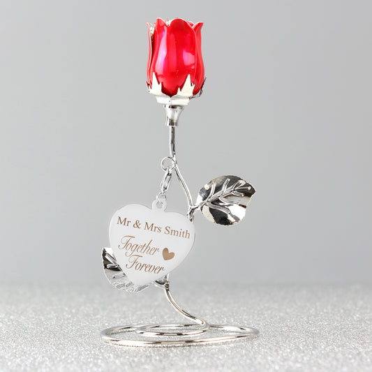 Personalised 'Together Forever' Red Rose Bud Ornament
