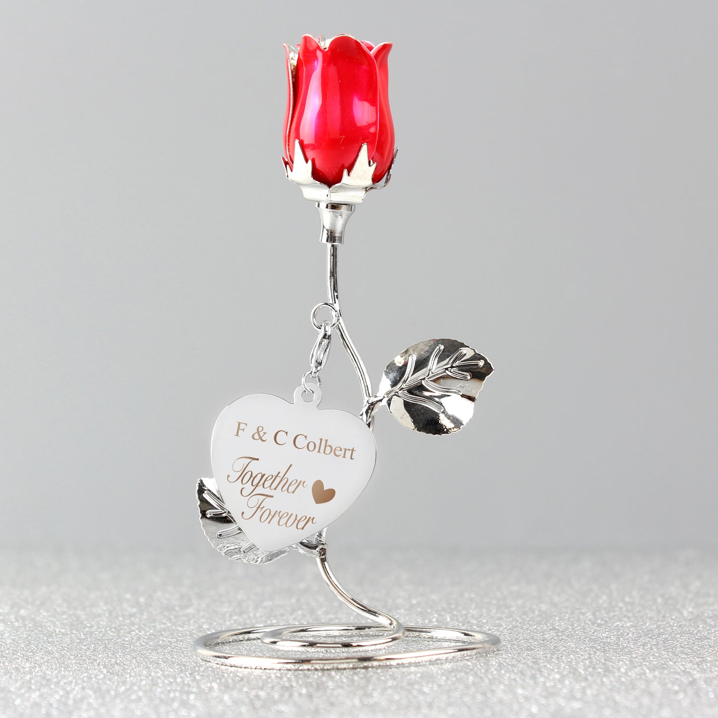 Personalised 'Together Forever' Red Rose Bud Ornament