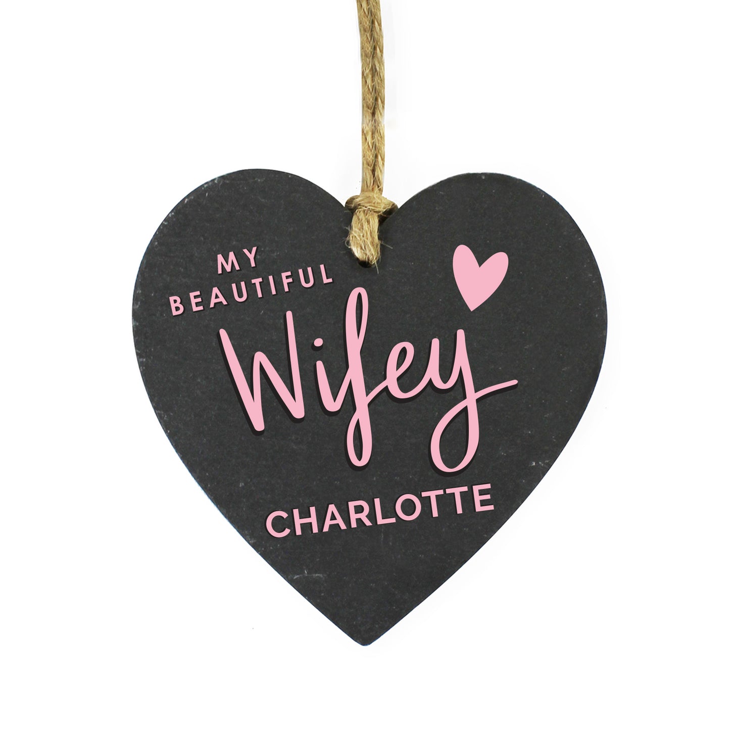 Personalised 'Wifey' Slate Heart Decoration - Great for Valentine's Day and Anniversaries!