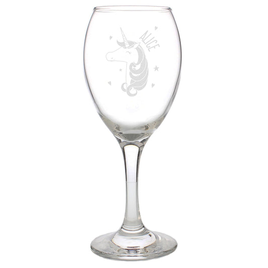 Personalised Unicorn Engraved Wine Glass - includes Gift Box