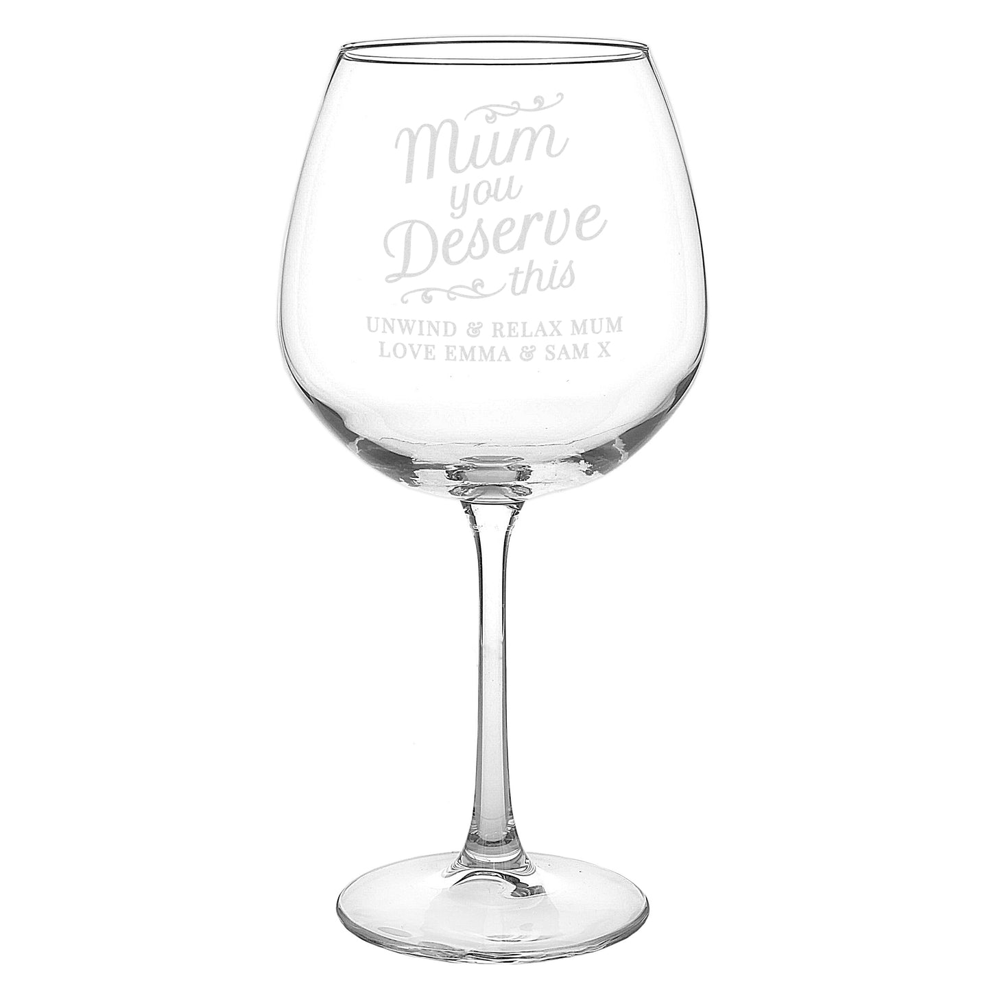 Personalised 'Mum You Deserve This' (Gin Balloon) Glass
