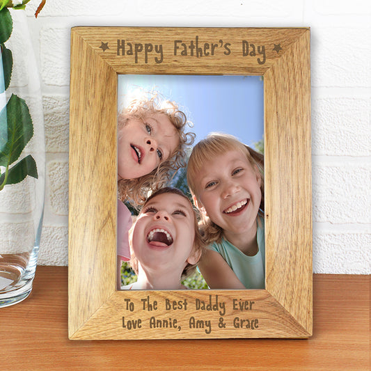 Personalised 5x7 inch 'Happy Father's Day' Wooden Photo Frame