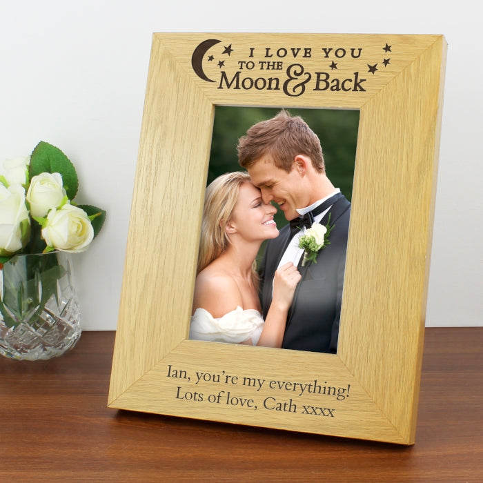 Personalised 4x6 Aluminium or Wooden 'To the Moon and Back' Photo Frame