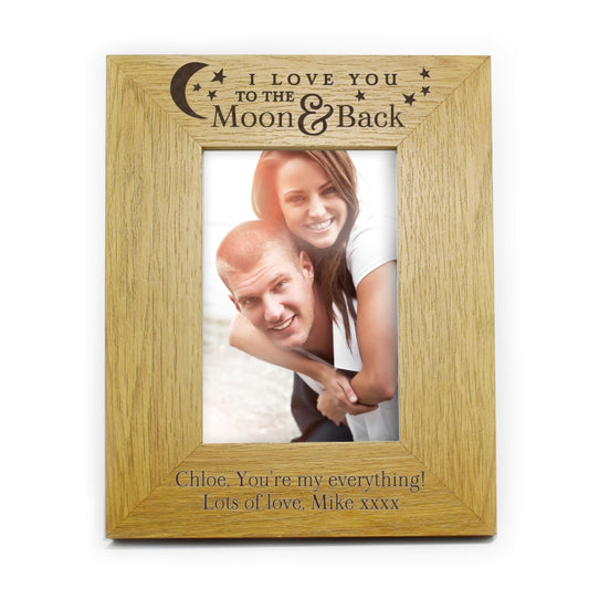 Personalised 4x6 Aluminium or Wooden 'To the Moon and Back' Photo Frame