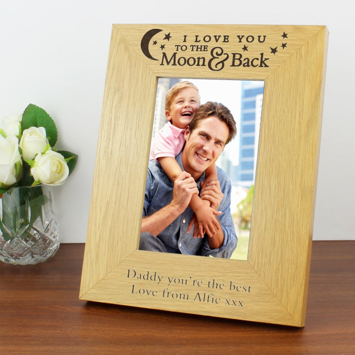 Personalised 4x6 Aluminium or Wooden 'To the Moon and Back' Photo Frame