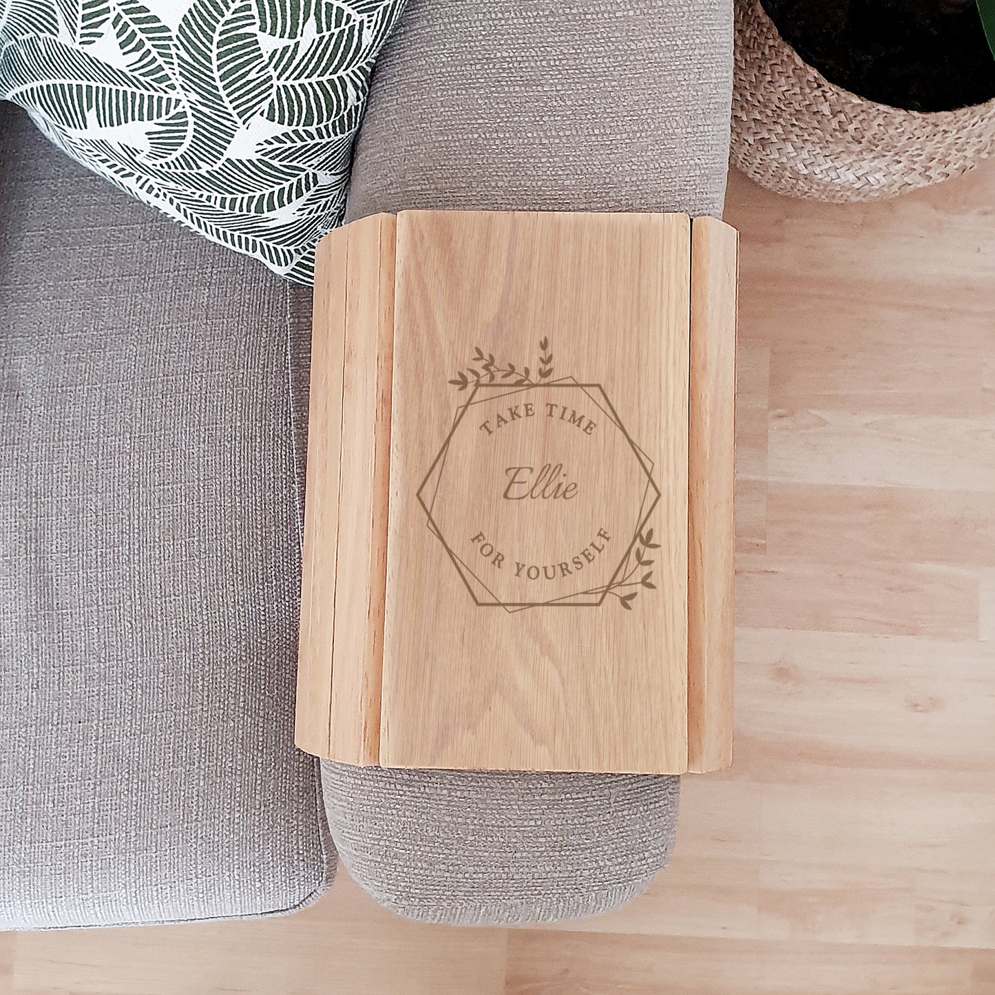 'Take Time for Yourself' Wooden Sofa Tray