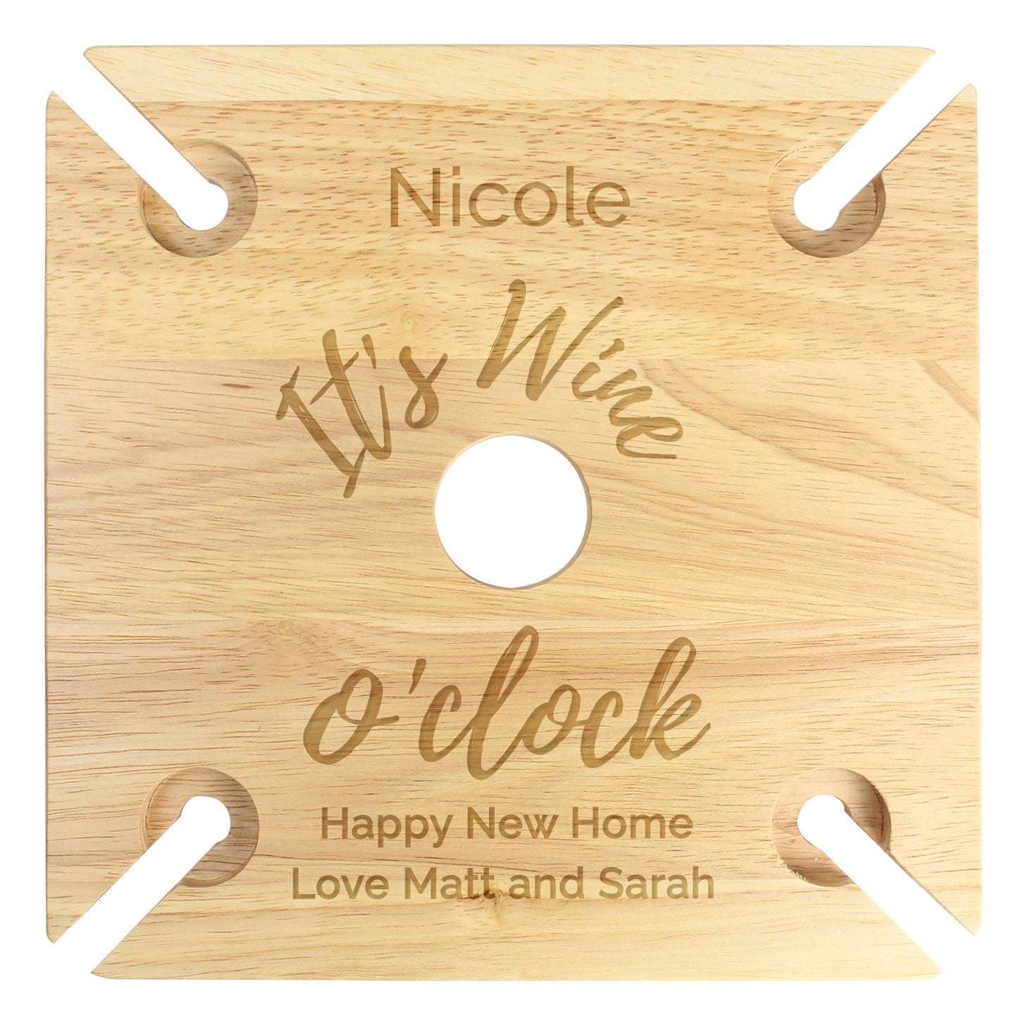 Personalised Wine O'clock Wine Glass Holder (4) & Bottle Butler