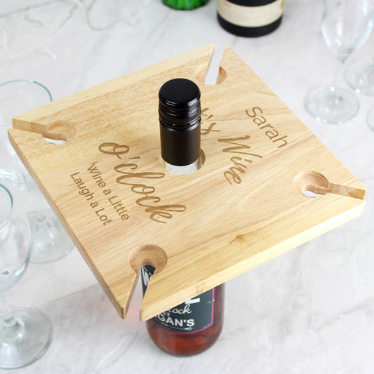 Personalised Wine O'clock Wine Glass Holder (4) & Bottle Butler