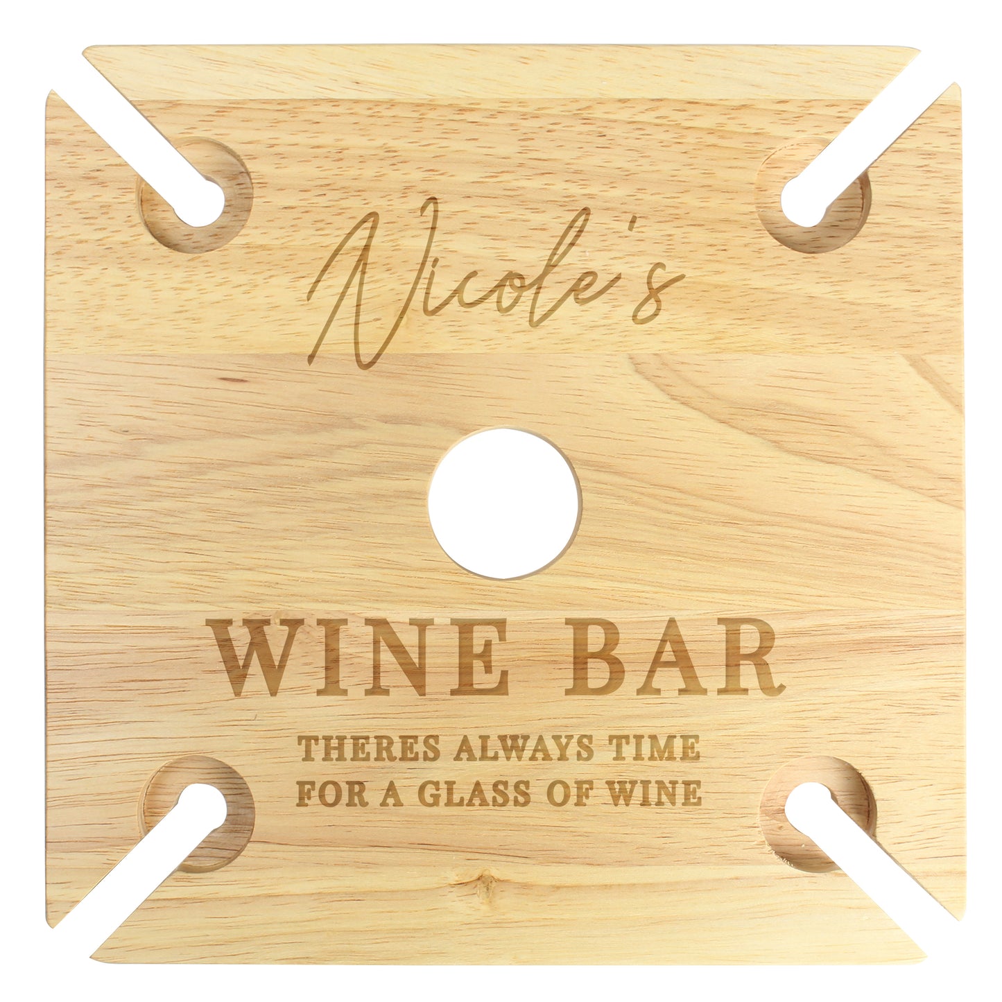Personalised Any Message Wine Glass Holder (4) & Bottle Butler