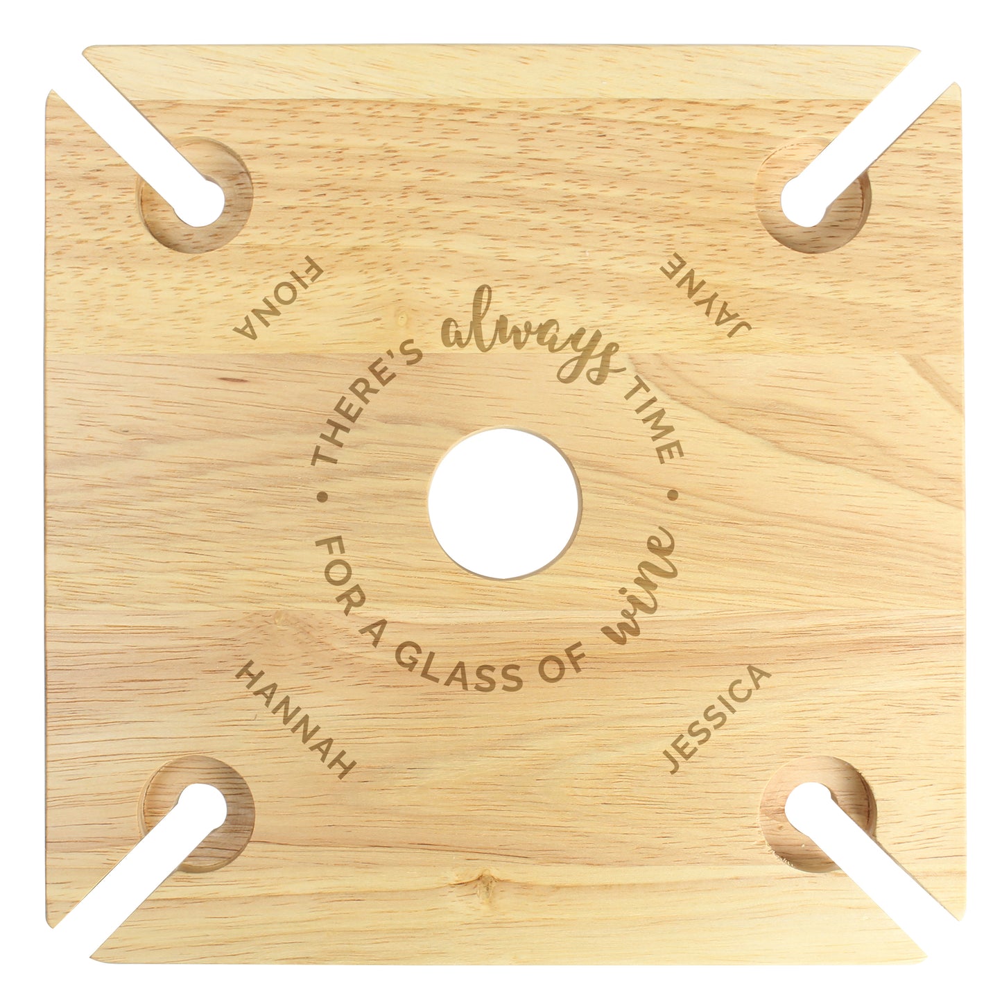 Personalised 'Time For a Glass of Wine' Wine Glass Holder (4) & Bottle Butler