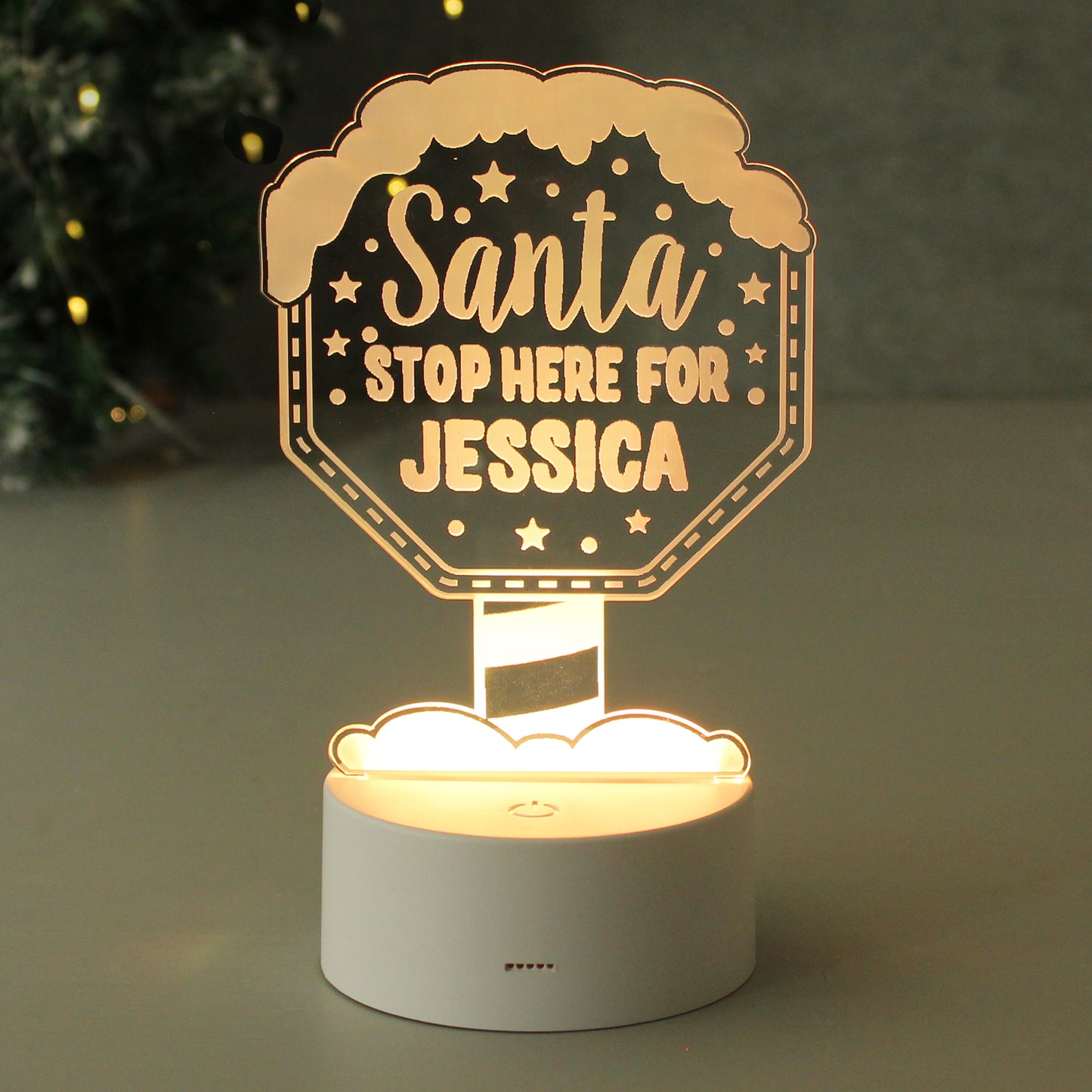 New Design: Personalised 'Santa Stop Here' LED Colour Changing Christmas Night Light