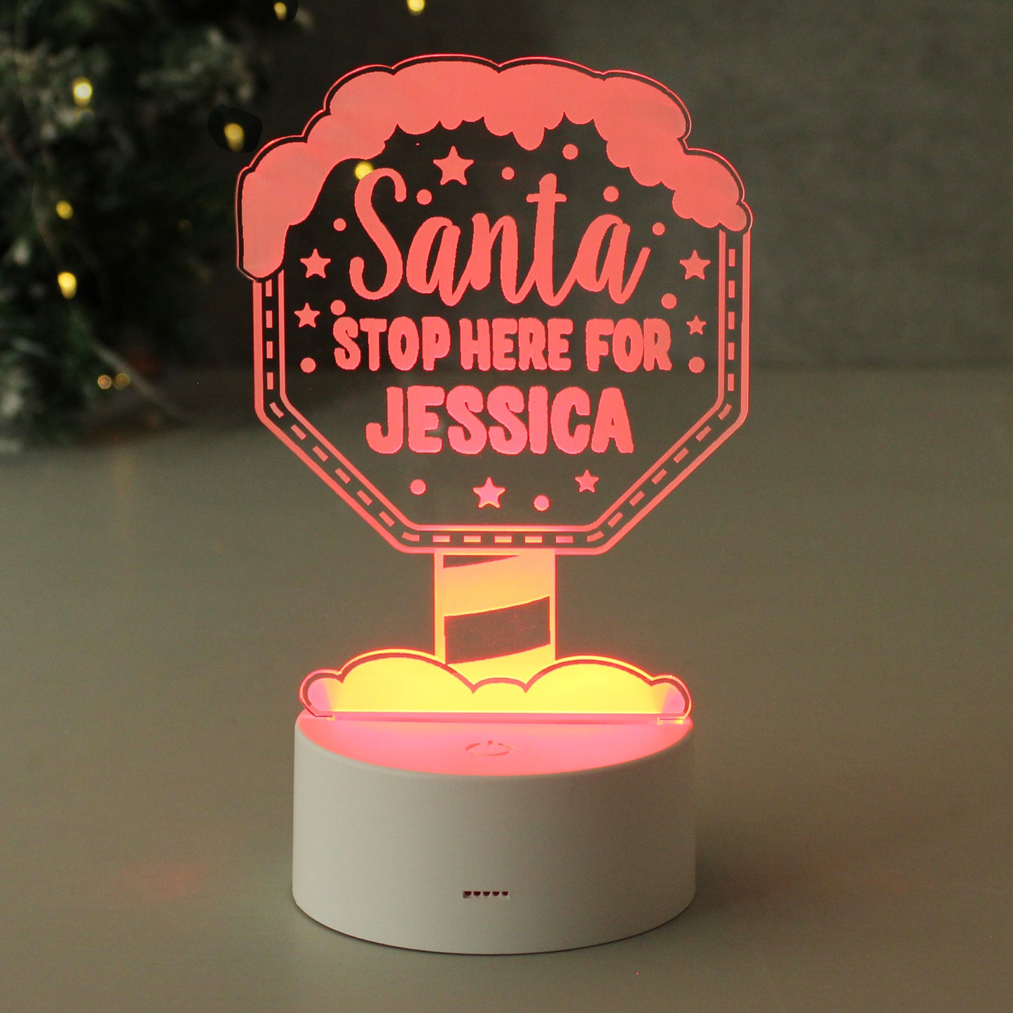 New Design: Personalised 'Santa Stop Here' LED Colour Changing Christmas Night Light