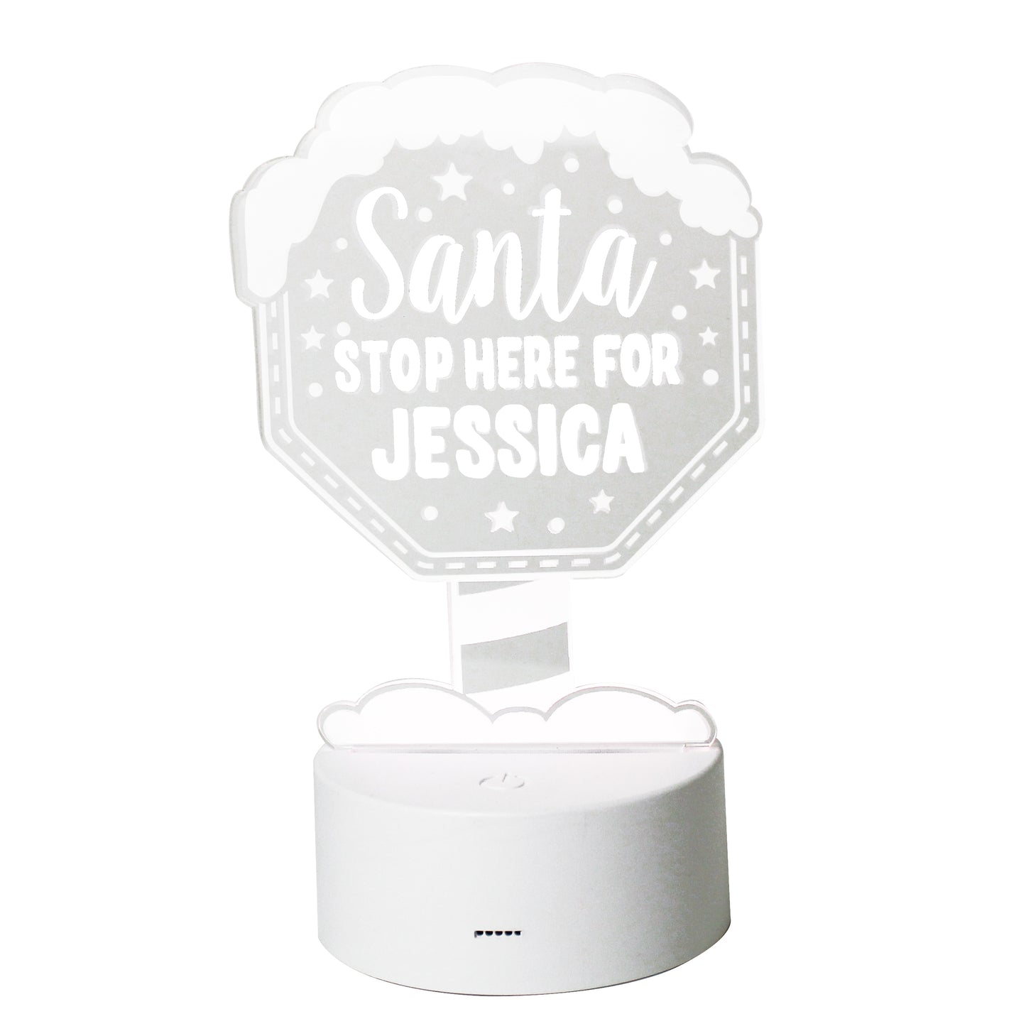 New Design: Personalised 'Santa Stop Here' LED Colour Changing Christmas Night Light